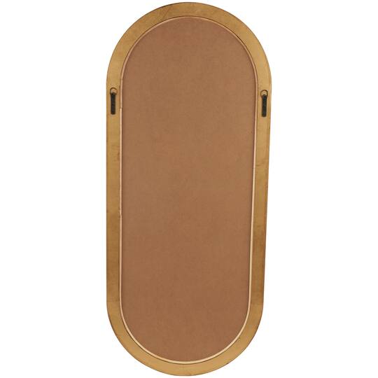 Brown Wooden Oval Wall Mirror with Dimensional Carved Frame